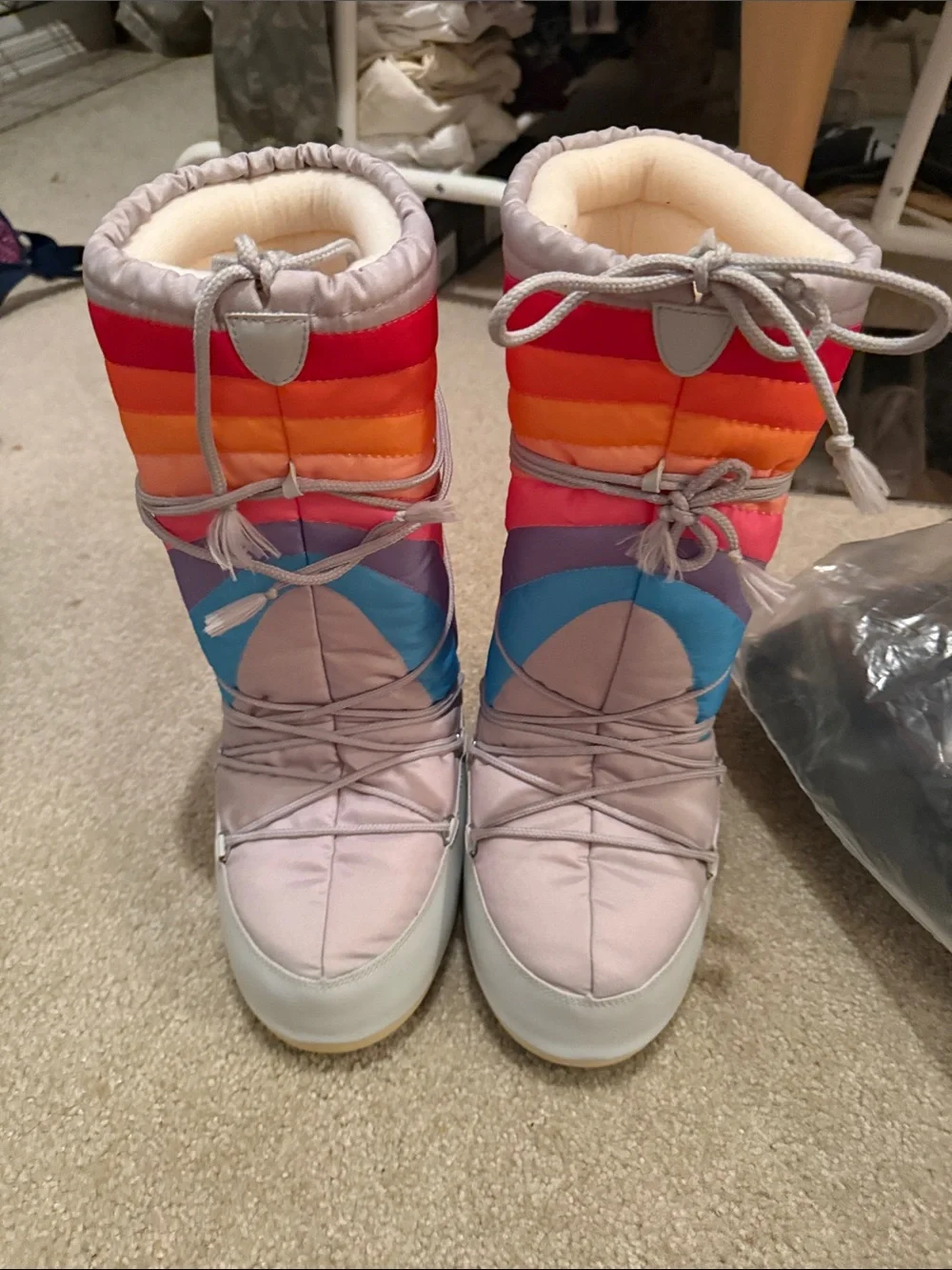Moon Boot Women’s Multicolor Quilted Snow Boot - Pink Orange Blue Purple